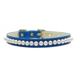 Luxusní obojek pro psa s perlami - modrý