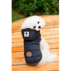 Luxusní zimní bunda pro psa s kožáškem - modrá vel. XS