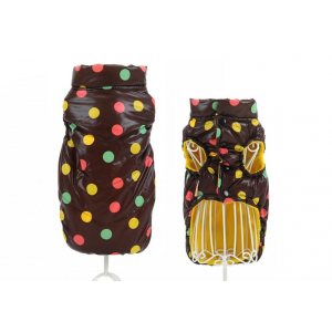 Zimní bunda pro psa s puntíky - hněda