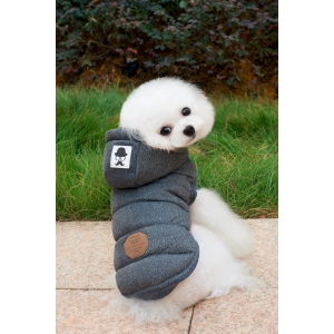 Luxusní zimní bunda pro psa s kožíškem - šedá vel. S