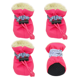 Zimní boty pro psa s kožíškem růžové vel. 4cm