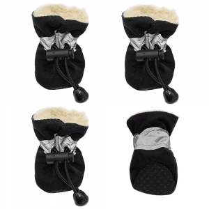 Zimní boty pro psa s kožíškem černé vel. 4cm