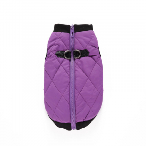 Zimní bunda pro psa se zapínáním na zádech fialová