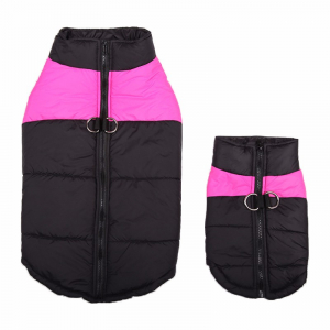 Zimní bunda pro psa se zapínáním na zádech růžový pruh - vel. S