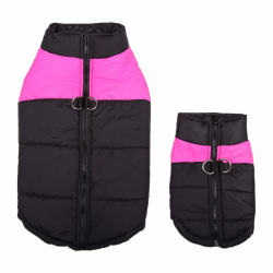Zimní bunda pro psa se zapínáním na zádech růžový pruh - vel. S