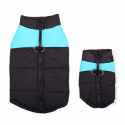 Zimní bunda pro psa se zapínáním na zádech modrý pruh - vel. S