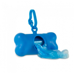 Zásobník na psí exkrementy + rolka pytlíků - kostička modrá