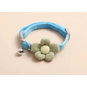 Hebký obojek pro štěně s květem - modrý